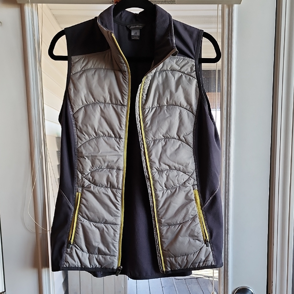 Eddie Bauer Gray and Black Quilted Vest